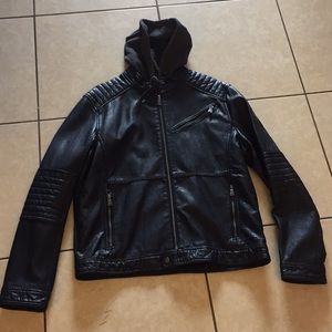 Men’s XL leather jacket with removable hood